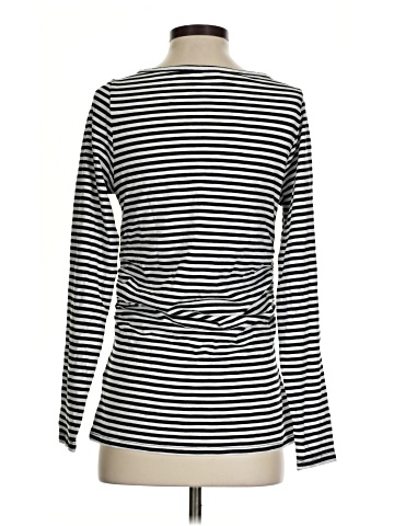 Madewell Striped Ruched Crewneck Long-Sleeve Tee in Soft Slub (view 2)