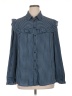 Who What Wear 100% Polyester Houndstooth Blue Long Sleeve Blouse Size XL - photo 1