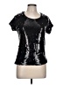 August Silk 100% Nylon Black Short Sleeve Top Size L - photo 1