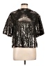 H&M 100% Polyester Metallic Silver Short Sleeve Turtleneck Size L - photo 1