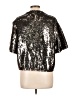 H&M 100% Polyester Metallic Silver Short Sleeve Turtleneck Size L - photo 2