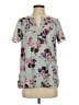 Mia + Tess 100% Polyester Floral Gray Short Sleeve Blouse Size S - photo 1