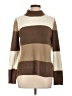 Crazy Horse 100% Polyester Color Block Brown Turtleneck Sweater Size L - photo 1