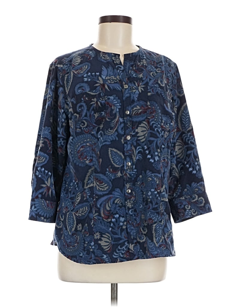 Pre-owned Kohl's 3/4 Sleeve Blouse In Blue