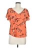 Justify 100% Polyester Floral Orange Short Sleeve T-Shirt Size M - photo 1