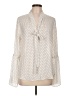 Worthington 100% Polyester Polka Dots Ivory Long Sleeve Blouse Size L - photo 1