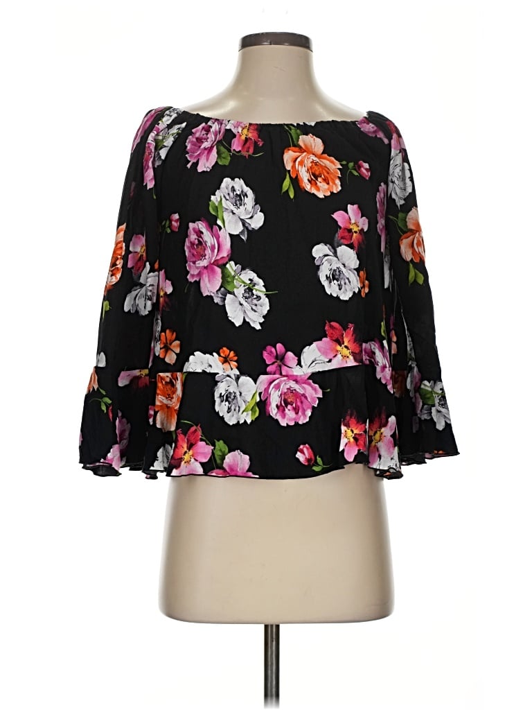 Pre-owned Walker & Wade 3/4 Sleeve Blouse In Black