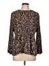 Adrianna Papell 100% Polyester Animal Print Brown Long Sleeve Blouse Size L - photo 1