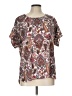 DR2 100% Polyester Paisley Ivory Brown Short Sleeve Blouse Size L - photo 1