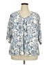 Chico's 100% Polyester Blue 3/4 Sleeve Blouse Size XXL (4) - photo 1
