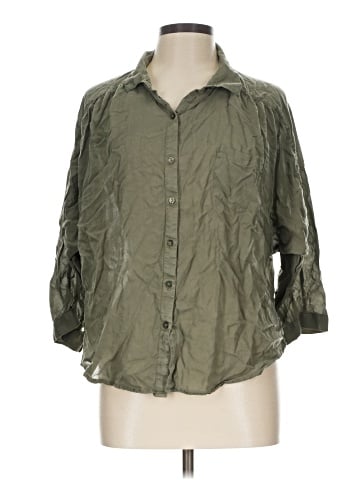 American Eagle Outfitters 3/4 Sleeve Button-Down Shirt (view 1)