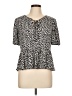 CeCe Animal Print Black Short Sleeve Blouse Size L - photo 1