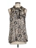 Essentials by Milano 100% Polyester Silver Tan Sleeveless Blouse Size L - photo 1