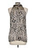 Essentials by Milano 100% Polyester Silver Tan Sleeveless Blouse Size L - photo 2