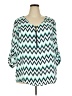 Roz & Ali 100% Polyester Chevron-herringbone Teal 3/4 Sleeve Blouse Size 2X - photo 1