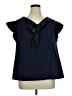 Gap 100% Cotton Solid Blue Short Sleeve Blouse Size XL (tall) - photo 1