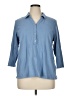 J.Jill 100% Cotton Blue 3/4 Sleeve Button-Down Shirt Size XL - photo 1