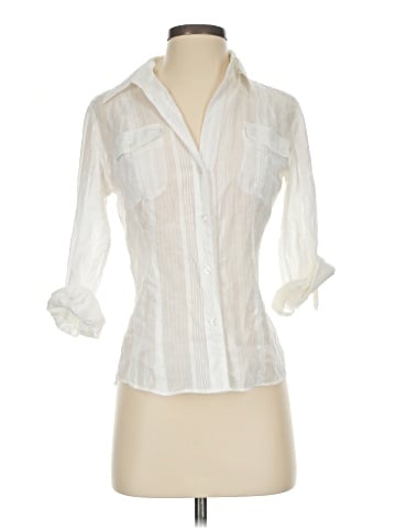 New York & Company 3/4 Sleeve Button-Down Shirt (view 1)
