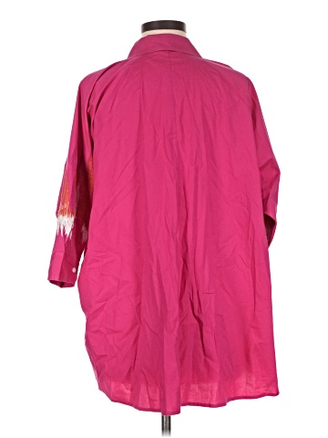 Natori 3/4 Sleeve Button-Down Shirt (view 2)