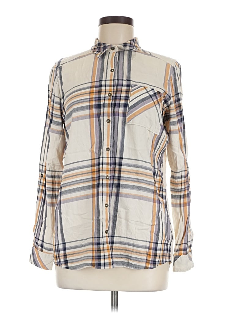 Pre-owned Natural Reflections Long Sleeve Blouse In Ivory