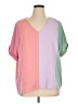 Bibi 100% Polyester Color Block Pink 3/4 Sleeve Blouse Size XL - photo 1