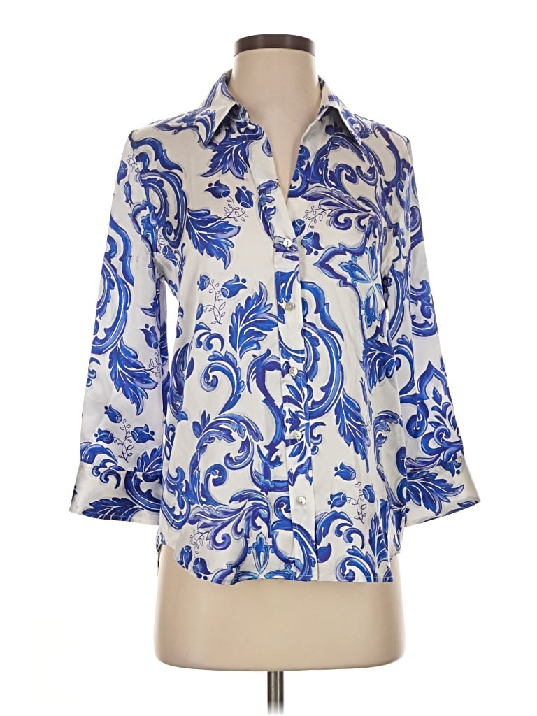 Pre-owned L'agence 3/4 Sleeve Blouse In Blue