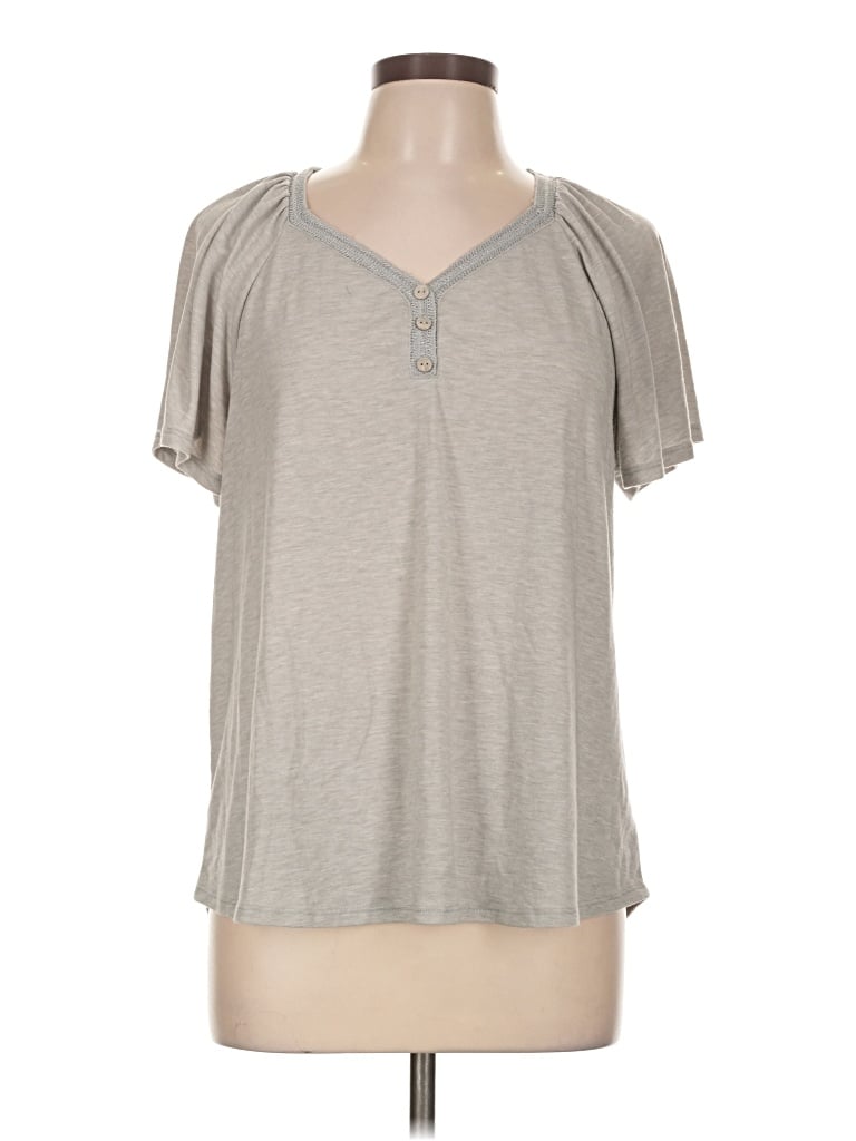 Pre-owned Retrology Short Sleeve Henley Shirt In Gray