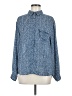 Pleione 100% Polyester Houndstooth Blue Long Sleeve Blouse Size M - photo 1