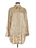 Shein 100% Polyester Metallic Gold 3/4 Sleeve Blouse Size 6 - photo 1