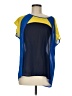 August Silk Color Block Blue Short Sleeve Blouse Size M - photo 1