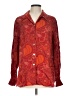 Tess 100% Silk Paisley Red Orange Long Sleeve Silk Top Size L - photo 1