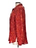 Tess 100% Silk Paisley Red Orange Long Sleeve Silk Top Size L - photo 5