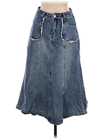 Pink Ripple Denim Skirt (view 1)