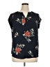 Fun2Fun Floral Black Short Sleeve Blouse Size XL - photo 1