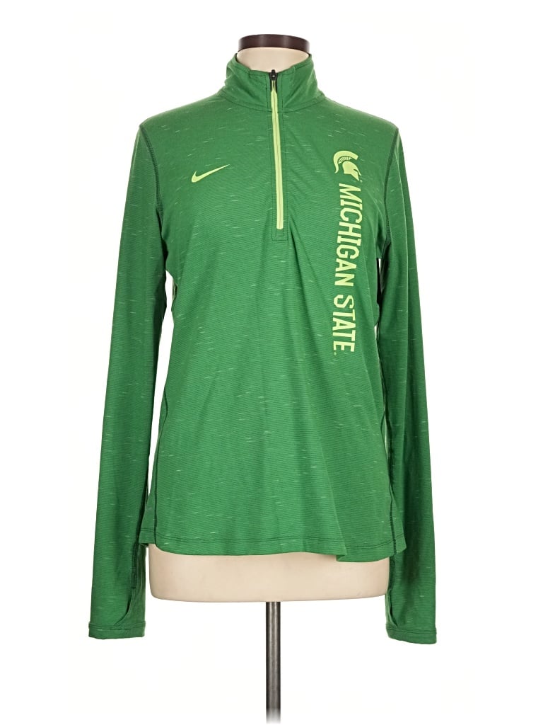 Pre-owned Nike Long Sleeve Polo Shirt In Green