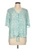 Chaus 100% Polyester Teal Short Sleeve Blouse Size L - photo 1