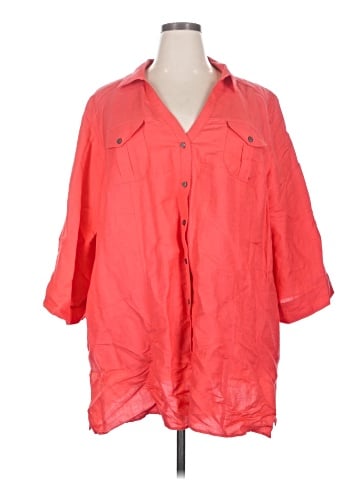 Fashion Bug 3/4 Sleeve Button-Down Shirt (view 1)
