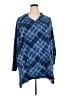 Catherines 100% Polyester Plaid Blue Poncho Size 2X - photo 1