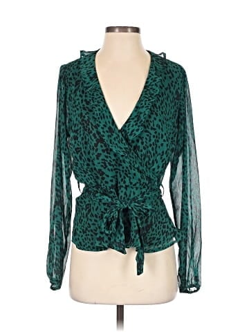 Aqua Long Sleeve Blouse (view 1)