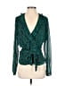 Aqua 100% Polyester Teal Long Sleeve Blouse Size S - photo 1