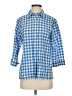 Talbots Checkered-gingham Blue 3/4 Sleeve Button-Down Shirt Size S - photo 1
