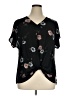 West Kei 100% Polyester Black Short Sleeve Blouse Size XL - photo 1