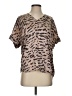 CAbi 100% Silk Animal Print Tan Short Sleeve Silk Top Size XS - photo 1