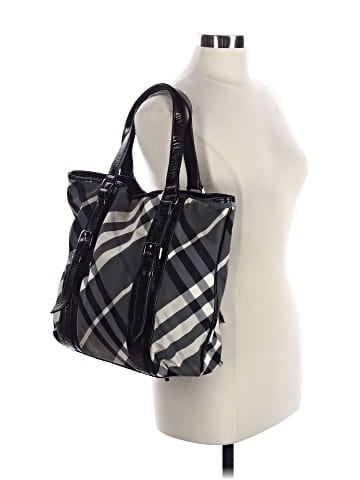 Burberry Black Beat Check Victoria Tote (view 2)