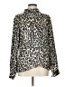 Liz Baker 100% Polyester Animal Print Ivory Silver Long Sleeve Blouse Size 12 - photo 1