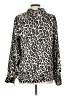 Liz Baker 100% Polyester Animal Print Ivory Silver Long Sleeve Blouse Size 12 - photo 2