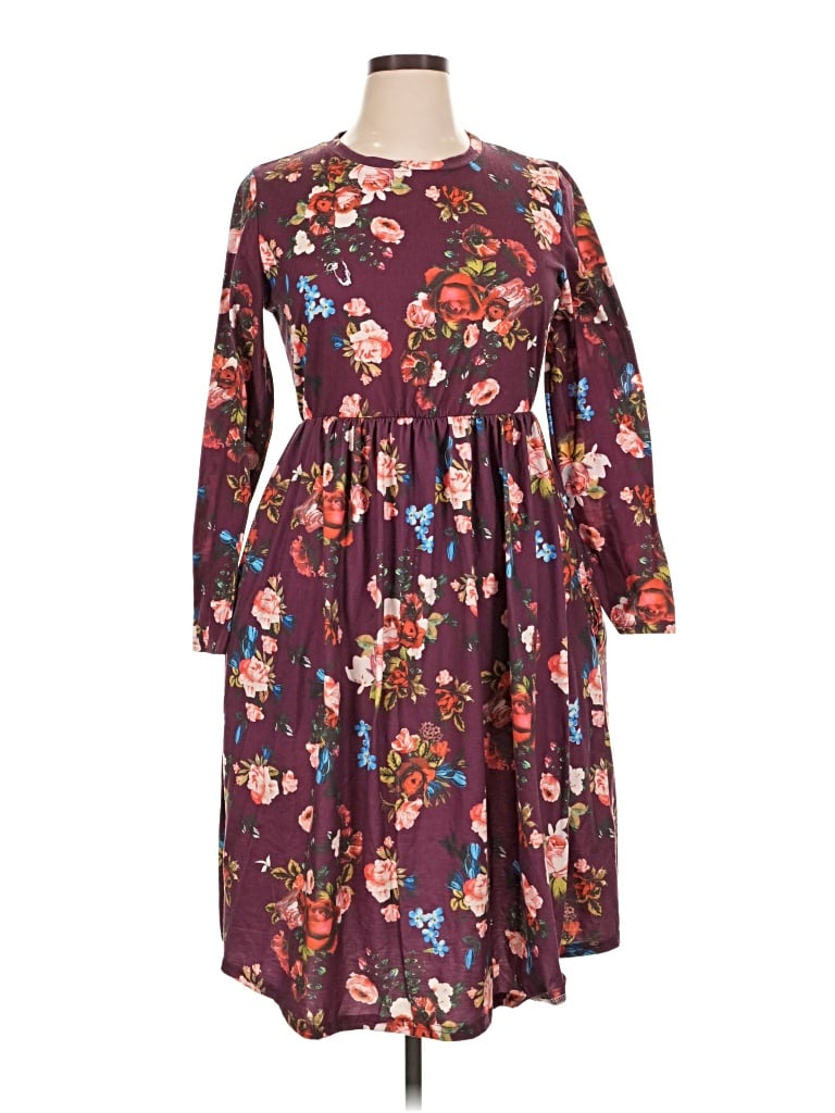 Pre-owned Zesica Casual Dress In Burgundy