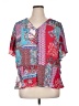 Chico's 100% Polyester Color Block Red Short Sleeve Blouse Size XL (3) - photo 1