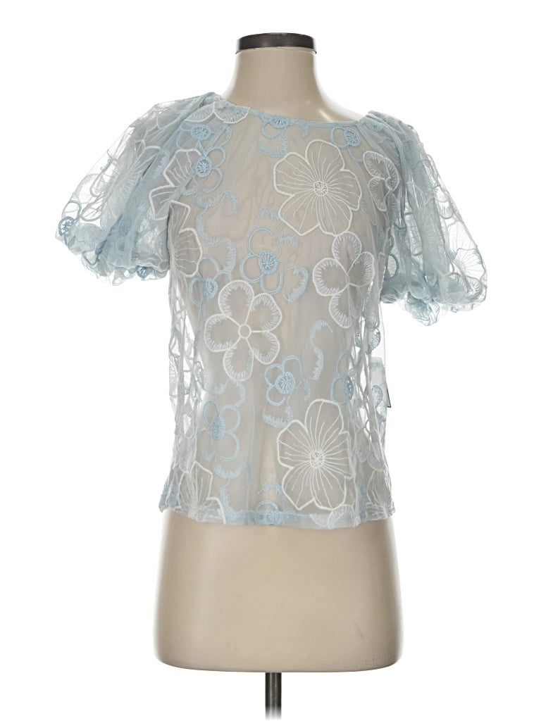 Laundry By Shelli Segal Short Sleeve Blouse In Silver
