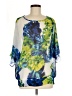 Susan Graver 100% Polyester Blue 3/4 Sleeve Blouse Size M - photo 1